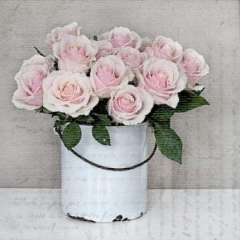 Bucket with roses - Servietten 33x33 cm
