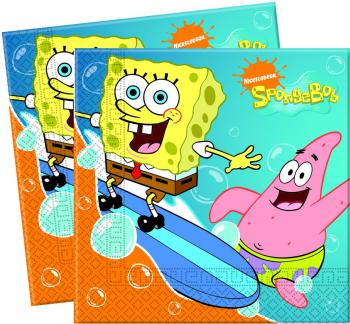 Sponge Bob Surfing - Servietten 33x33 cm