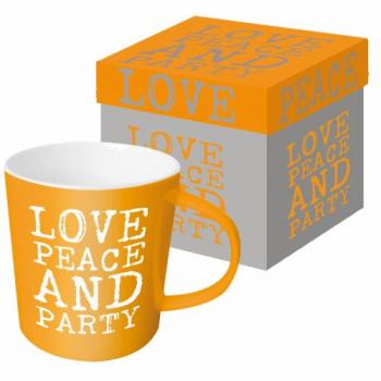 Love, Peace & Party orange - Kaffeetasse
