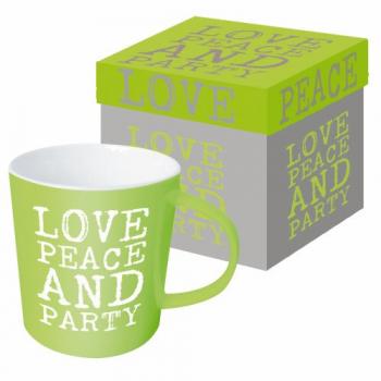 Love, Peace & Party green - Kaffeetasse
