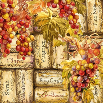 Grapes & Corks - Servietten 25x25 cm