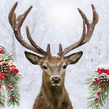 Deer in Winter | Hirsch - Servietten 33x33 cm