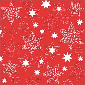 Ornaments in Stars neg. red - Servietten 33x33 cm