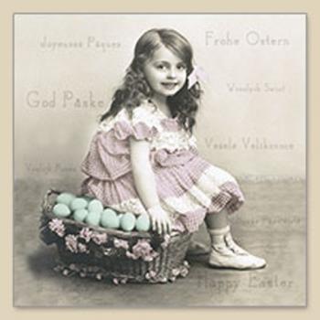 Girl with egg basket - Servietten 33x33 cm