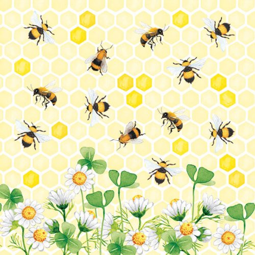 Bienen im Klee Servietten 33x33 cm