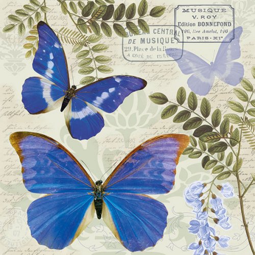 Blauer Schmetterling Servietten 33x33 cm