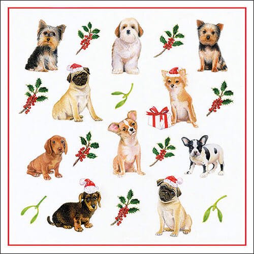 Christmas dogs - Servietten 33x33 cm