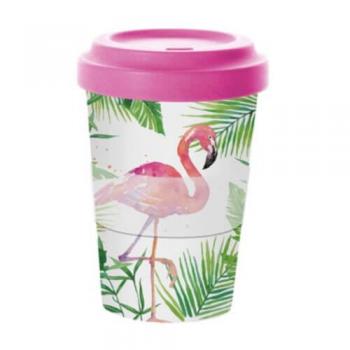 Tropical Flamingo Trinkbecher mit Deckel