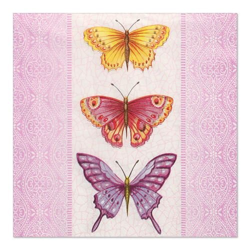 Drei Schmetterlinge Serviette 33x33 cm