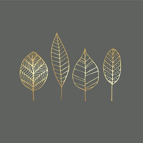 Pure Gold Leaves grau Serviette 33x33 cm