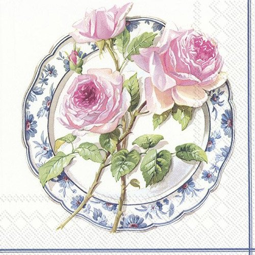 Rosen auf Teller Servietten 33x33 cm