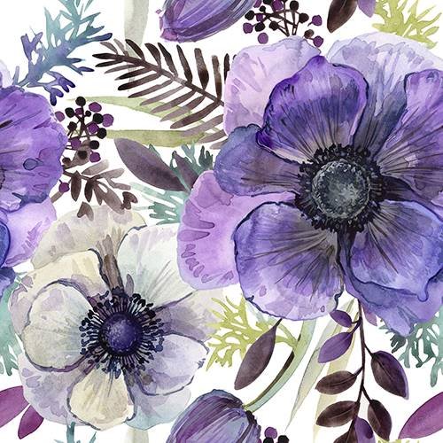 Serviette Blume violett weiß von Fasana
