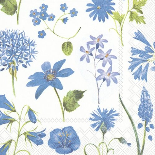 Sora blaue Blumen Serviette 25x25 cm