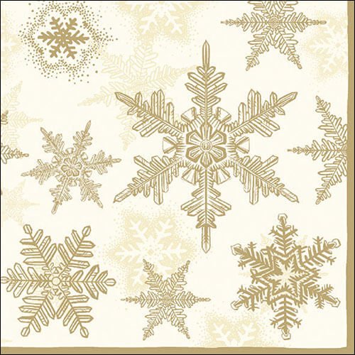 Snow Crystals cream gold - Servietten 33x33 cm