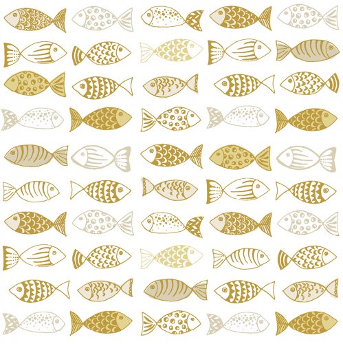 Viele Fische gold Servietten 33x33 cm