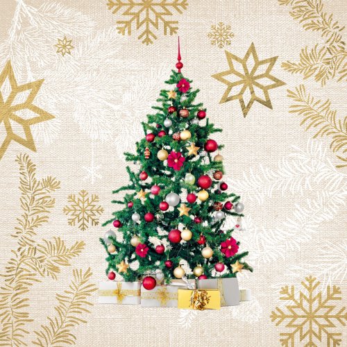 Weihnachtsservietten 33x33cm Weihnachtsbaum und Sterne