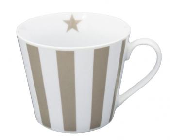 Taupe vertical stripes – Happy cup Krasilnikoff Tasse