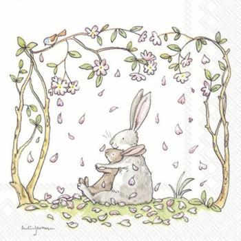 Blossoms and bunnies white – Servietten 33x33 cm