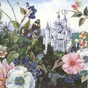 Schloss und Blumen - Servietten 33x33 cm