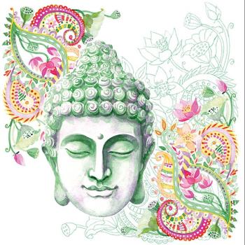 Buddha Head green – Servietten 33x33 cm