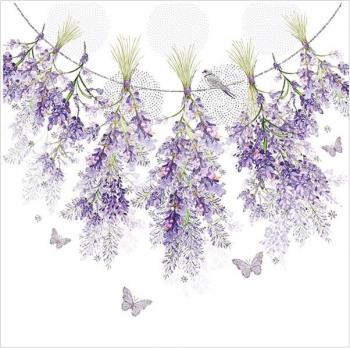 Lavendel auf Wäscheleine – Servietten 33x33 cm