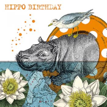 Hippo Birthday – Servietten 33x33 cm
