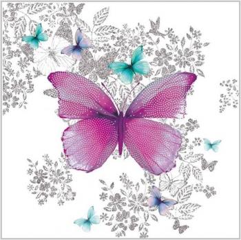 Schmetterling pink und türkis – Servietten 33x33 cm