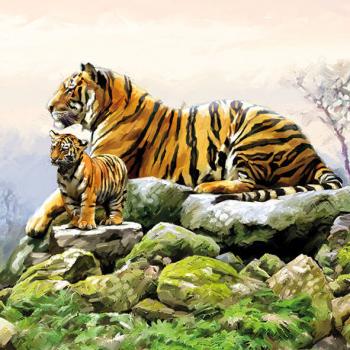 zwei Tiger - Servietten 33x33 cm