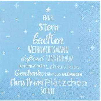 Weihnachtszeit in Worte pastell blau - Servietten 33x33 cm