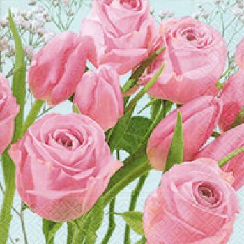 Tulips meet roses – Servietten 33x33 cm