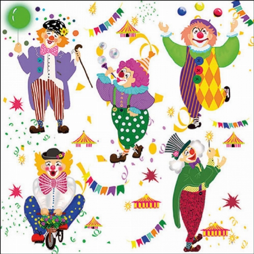 5 Clowns - Servietten 33x33 cm