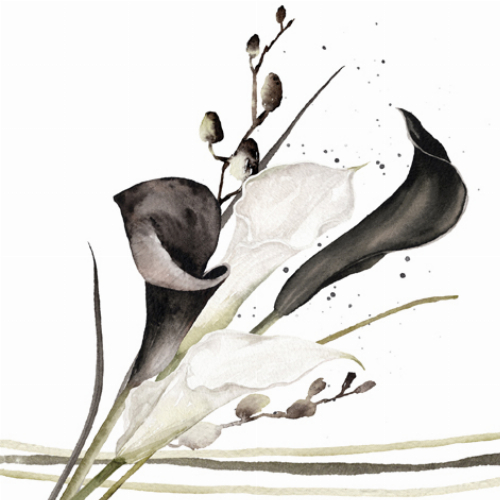 Schwarz weiße Lilien - Servietten 33x33 cm