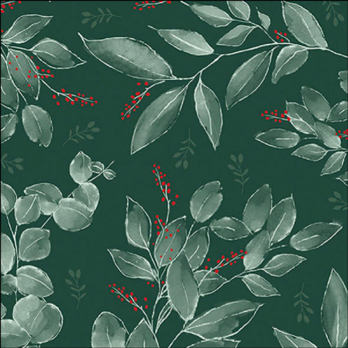 Blätter und Beeren grün - Servietten 33x33 cm