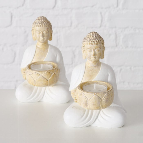  Buddha Teelichthalter 2er Set