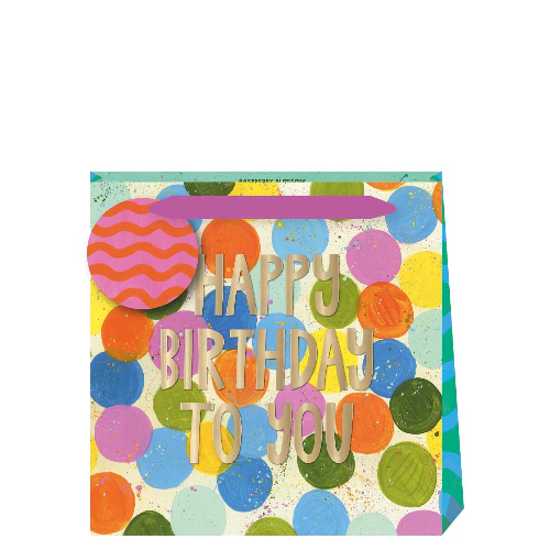 Happy Birthday bunte Klekse - Geschenktüte