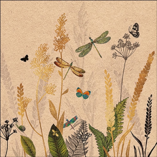 Flusspflanzen Libelle - Serviette 33x33 cm