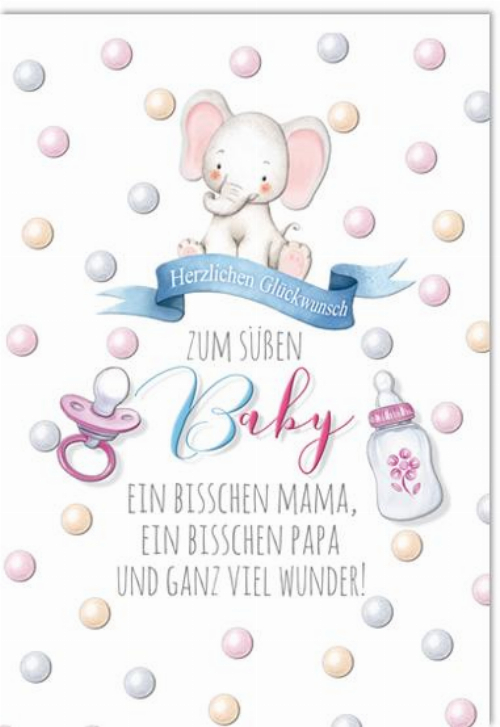 Glückwunsch süßes Baby   - Karte mit Umschlag
