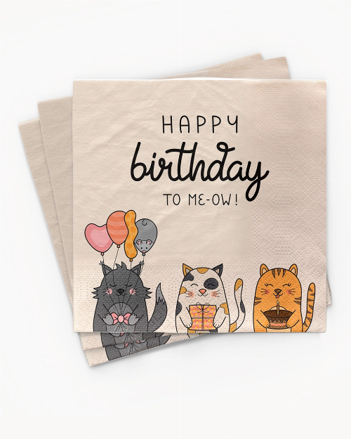 Happy birthday to meow  - Servietten 33x33 cm
