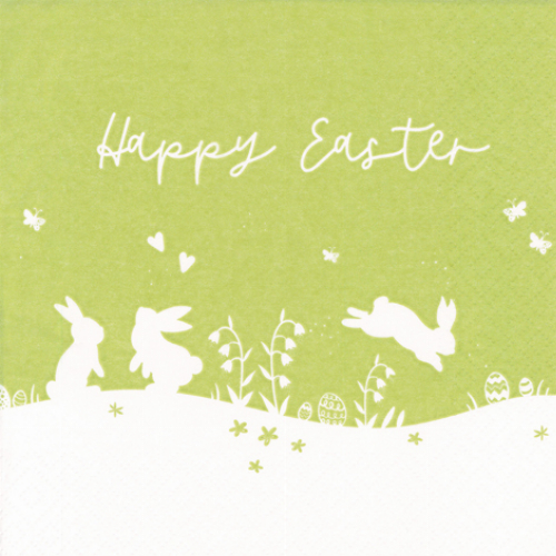 Happy Easter Bunnies green  - Servietten 33x33 cm