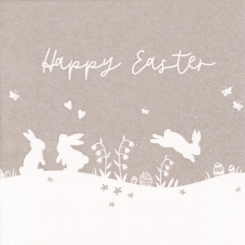 Happy Easter Bunnies taupe  - Servietten 33x33 cm
