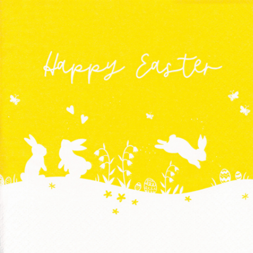Happy Easter Bunnies yellow  - Servietten 33x33 cm