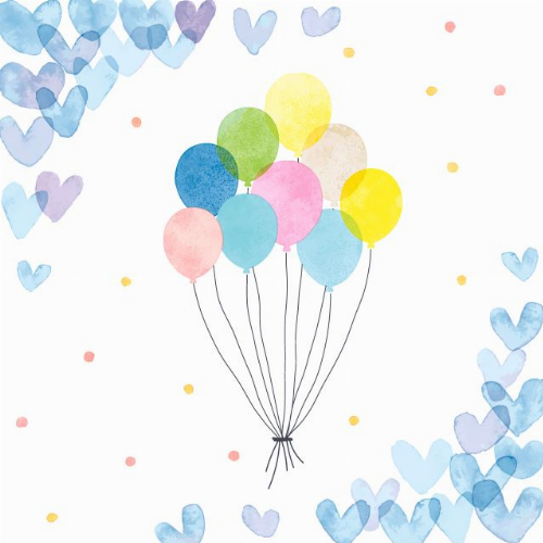 Hearts Balloons   - Servietten 33x33 cm