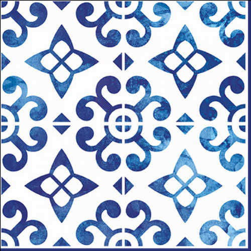 Nordisch blaue Kacheln Servietten mit Motiv 33x33 cm