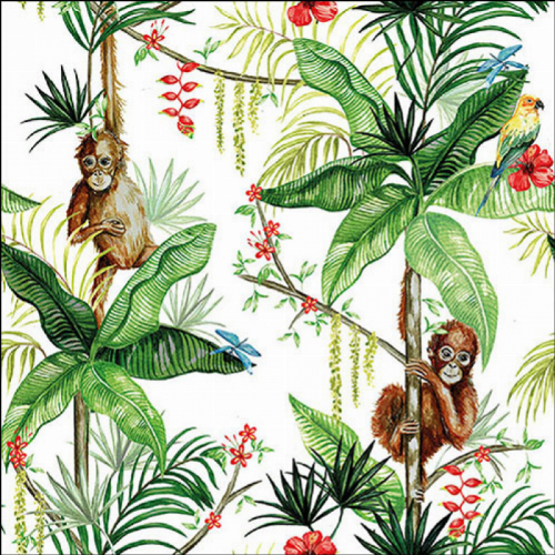 Orangutan weiß Servietten mit Motiv 33x33 cm