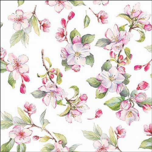 Spring blossom white Servietten mit Motiv 33x33 cm