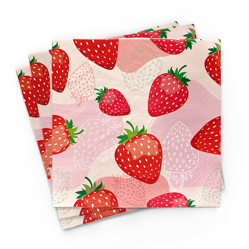 Erdbeeren mit Schatten - Servietten 33x33 cm