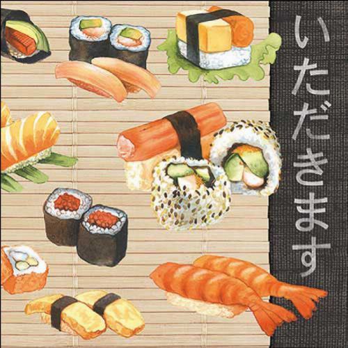 Sushi Servietten mit Motiv 33x33 cm