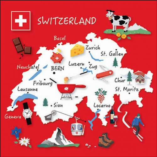 Landkarte Schweiz - Serviette