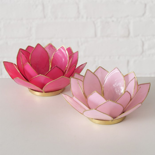 Teelichthalter Blume rosa -2er Set