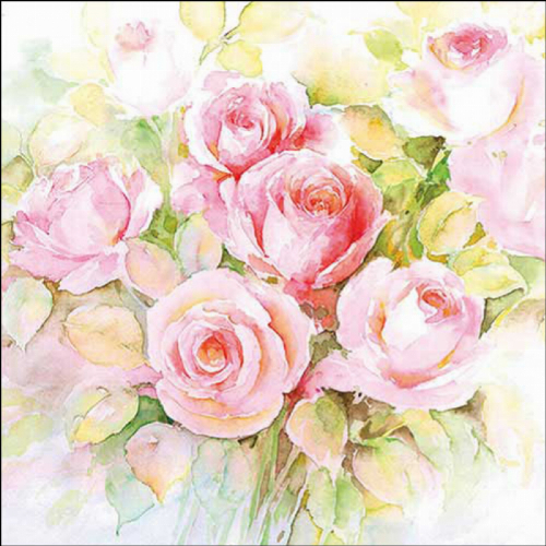 Watercolour roses Servietten mit Motiv 33x33 cm